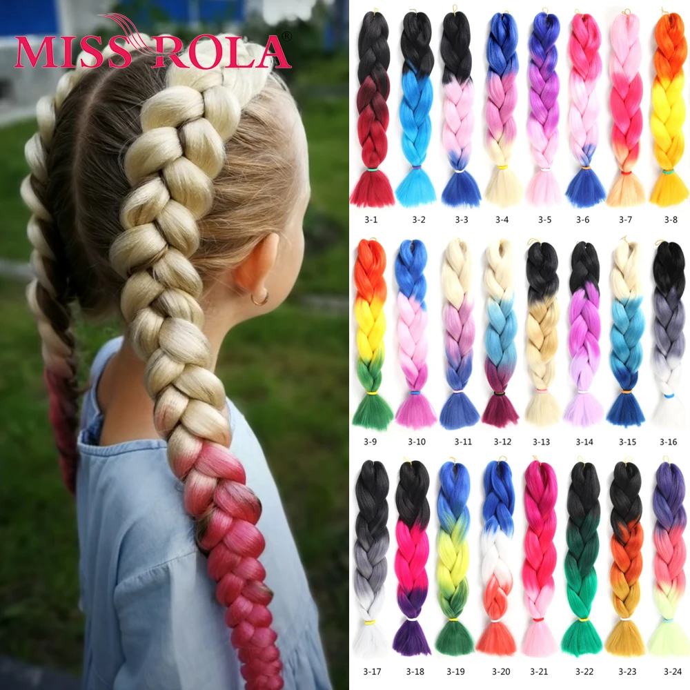 MISS ROLA 32inch 165g/Pcs Twist Synthetic Hair Estensition Jumbo Braiding Kanakelon Hair Ombre Color Green Pink Purple Yellow