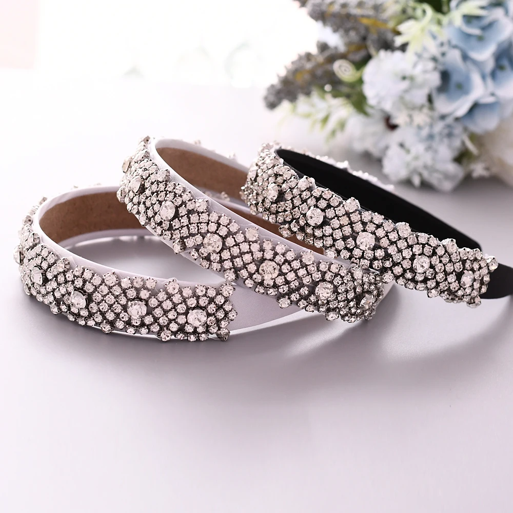 

TRiXY S28B-FG Luxury Girl Headpiece Crystal Headband for Women Rhinestones Diadem Prom Pageant Crowns Wedding Baroque Hair Hoop