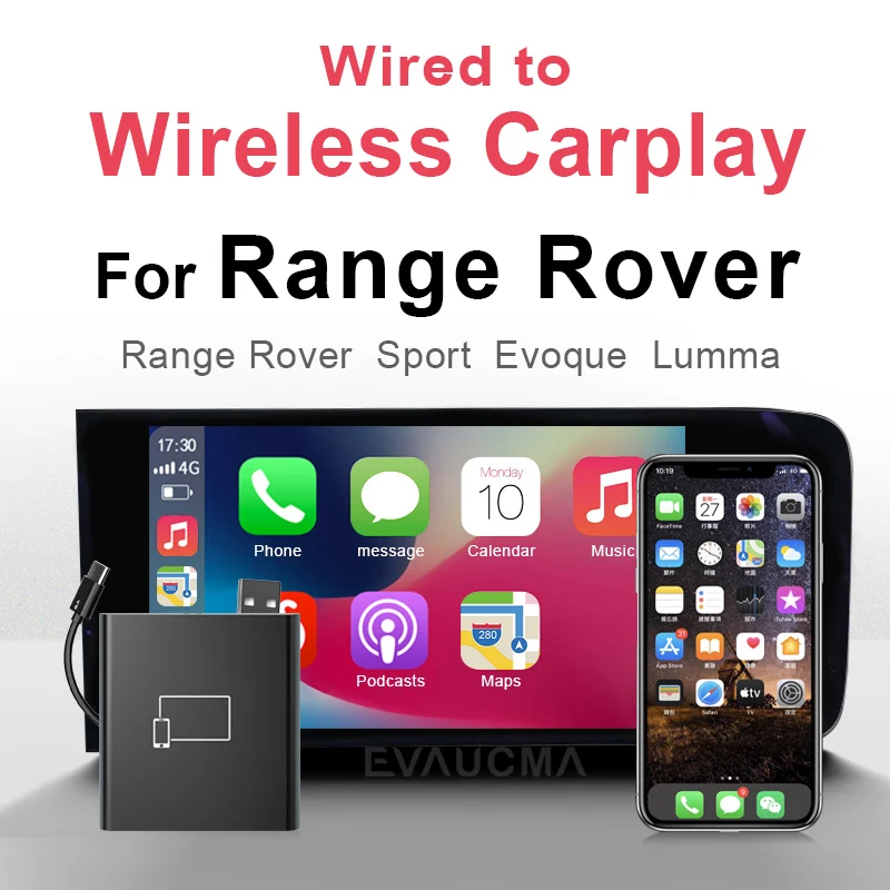 

CarPlay Wireless Dongle for Range Rover Evoque Lumma Range Rover Sport Wireless CarPlay Adapter Plug and Play Auto connection