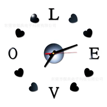 

Cross-Border Supply DIY Creative Acrylic Hanging Clock Love Lovely Mirror Hanging Clock Clock Sticken on the Wall Amazon Hot