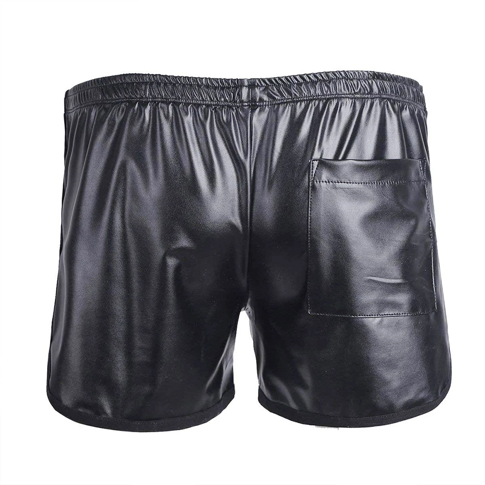 Faux Leather Boxer Trunk WetLook Lounge Sports Short Pants boxers short Casual Shorts Men best men's casual shorts