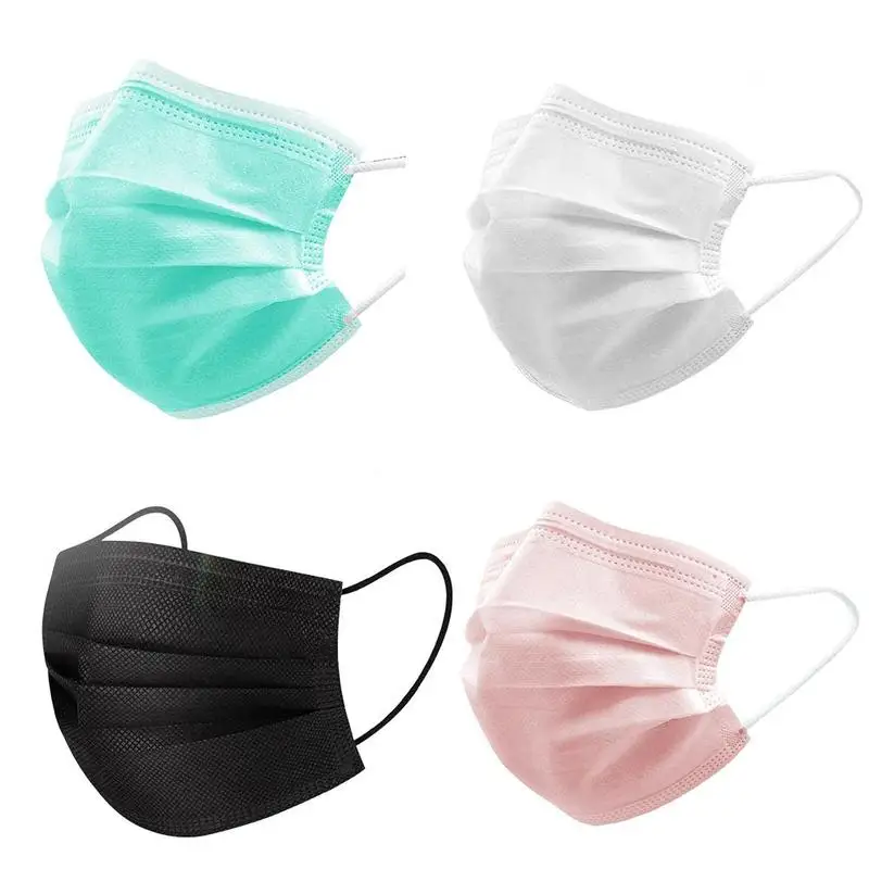 

50pcs Non Woven Disposable Face Mask 3 Layer Earloop Activated Carbon Anti-dust Face Dental Surgical Masks Civilian Mouth Muffle