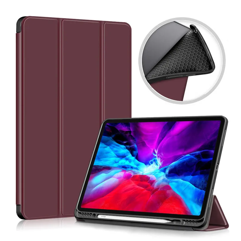 Трехскладной чехол из искусственной кожи для планшета iPad Pro 11 2021 2020 с держателем