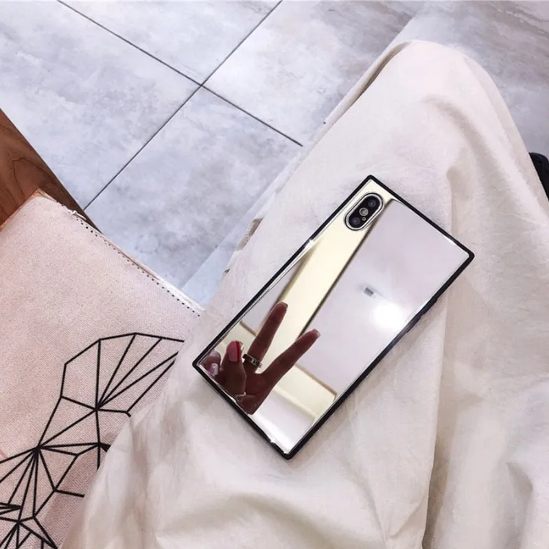 Square Mirror Makeup Phone Case For iPhone 7 X XR XS Max 6 6s 7 8 plus Makeup