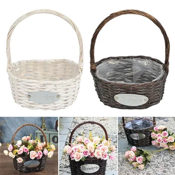 

Handmade Woven Weaving Flower Basket Portable for Home Garden Wedding Decoration OCT998