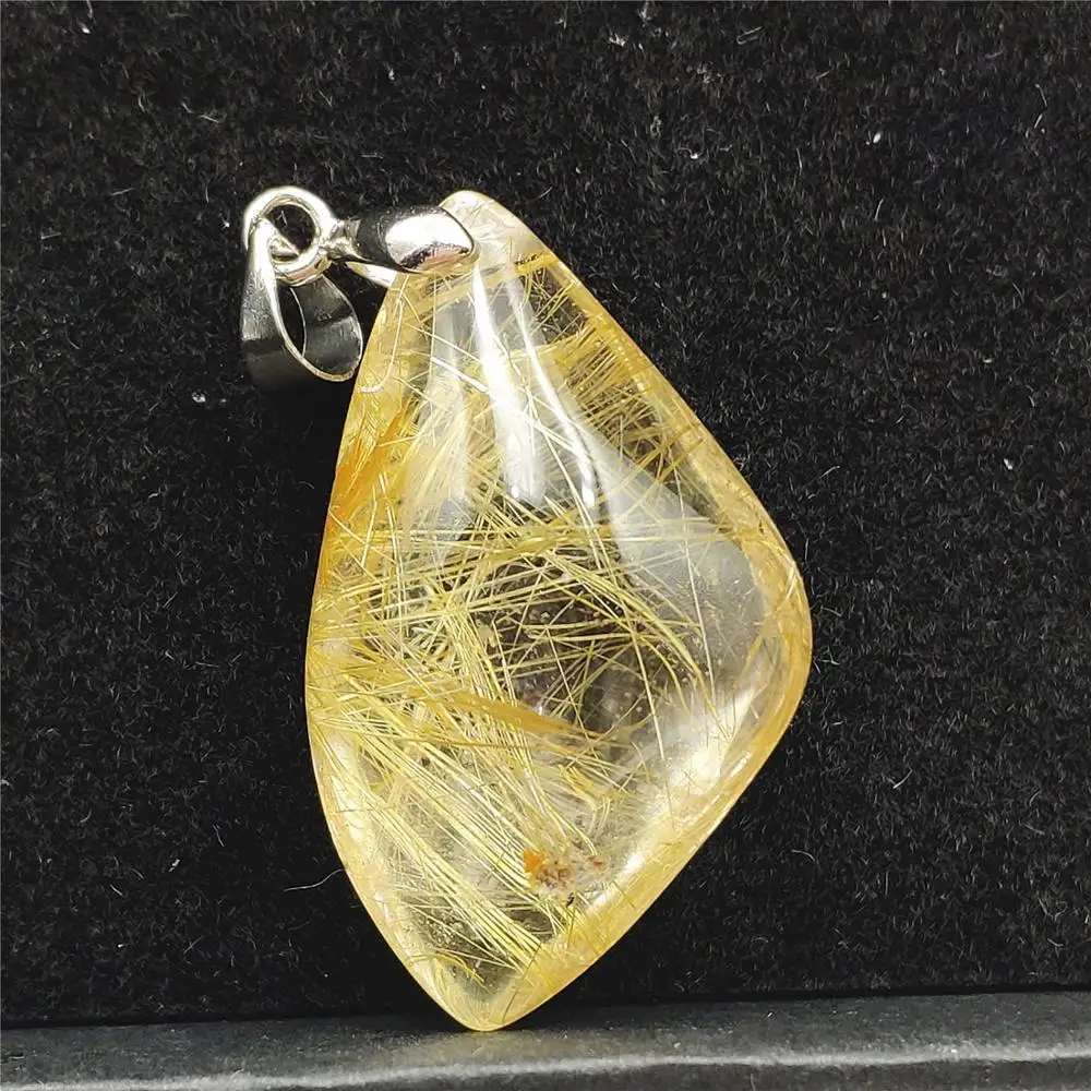 

Genuine Natural Gold Rutilated Quartz Pendant Anniversary Love Gift 31x18x12mm Crystal Gemstone Fashion Pendant Jewelry AAAAA