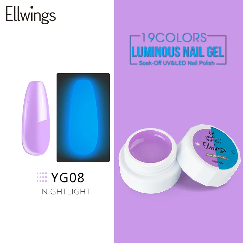 Ellwings 1 шт. флуоресцентный неоновый дизайн для ногтей лак светится в темноте УФ Гель-лак для ногтей Светящийся лак светящийся гель светильник акриловый гель - Цвет: YG08