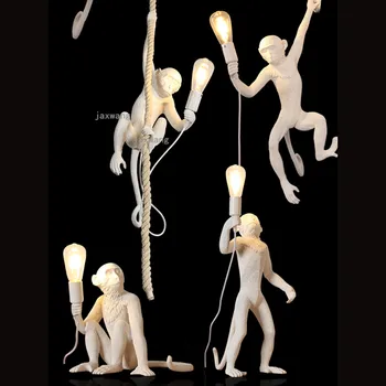 

Modern Hanging Lamps LED Resin Monkey Lamp Nordic Pendant Lamps JW Loft Decoration Kitchen Accessories Colorful Light Fixure