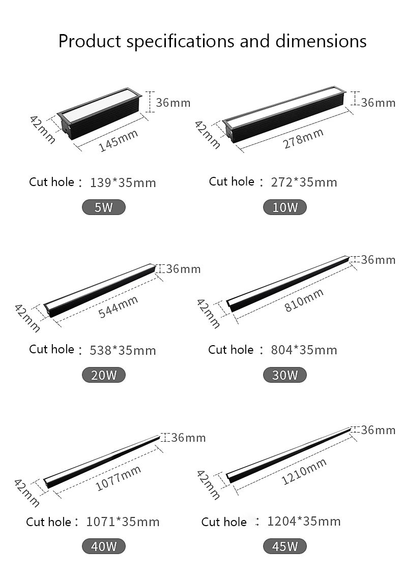 trimless downlights Saiyo LED Strip Light Aluminum Ceiling Profile Recessed Spot Downlight Linear Lamp AC85~265V Long Panel light smart led downlights