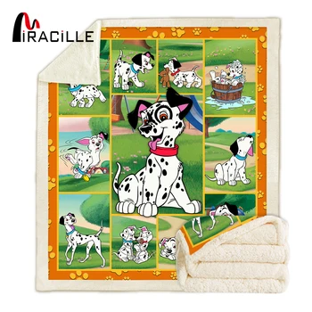 

Miracille Cartoon Dalmatian Print 3D Print Blanket Cartoon Spot Dog Throw Blanket Children's Room Animal Quilt Blanket
