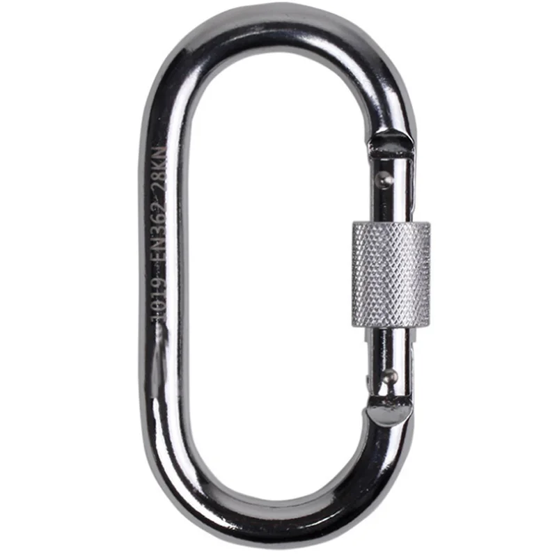 

Professional Alloy Steel Mountaineering Carabiner Climbing Hook O Shape Automatic Main Lock Security Lock 28Kn