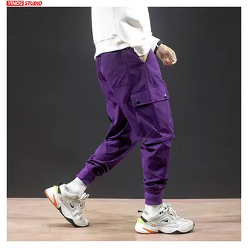 

Dropshipping Male Autumn Solid Causal Toursers 2020 Mens Japanese Harem Pants Men Streetwear Pocket Cargo Pants