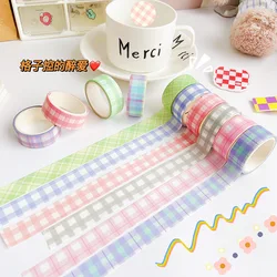 Bande Washi de la série Plaid 1 pièce/ensemble, bande de masquage de décoration Simple Kawaii pour journal intime, papeterie d'étude, fournitures scolaires 