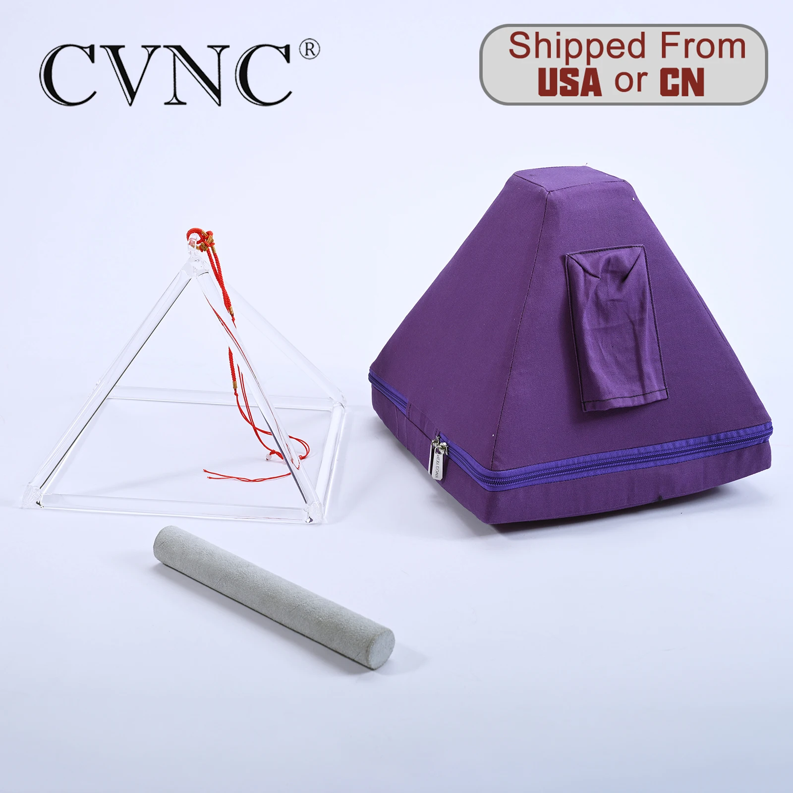 

CVNC 12" Chakra Clear Quartz Crystal Singing Pyramid with Canvas bag