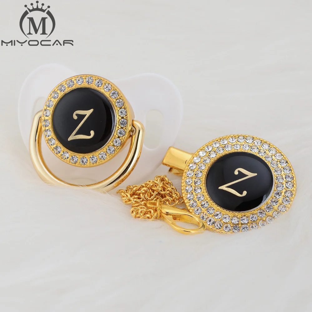 BLING name Initial letter Z elegant silver bling pacifier and pacifier clip BPA free dummy bling unique design SGS pass LZ