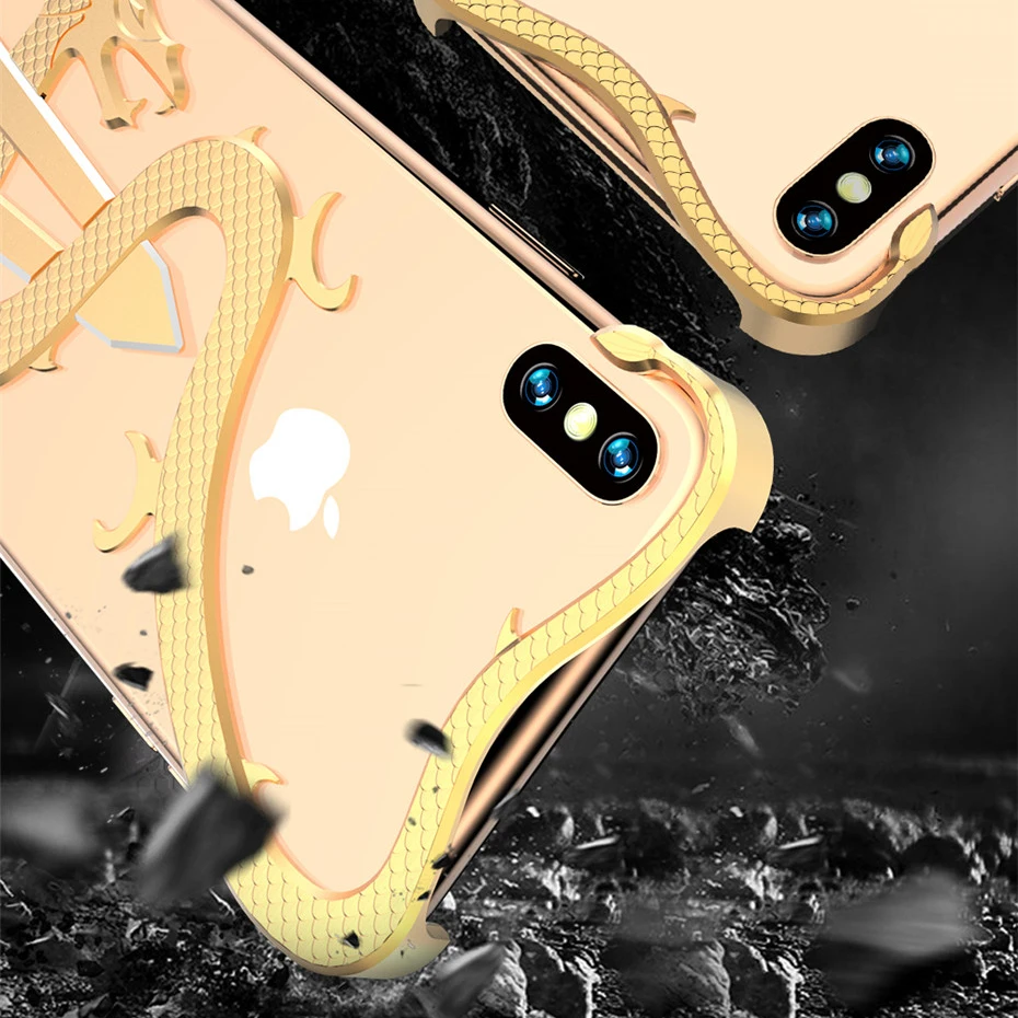 Для iPhone Xs Max XR чехол меч-Дракон Металлический противоударный бампер задняя крышка для iPhone X Xs Алюминиевый противоударный чехол