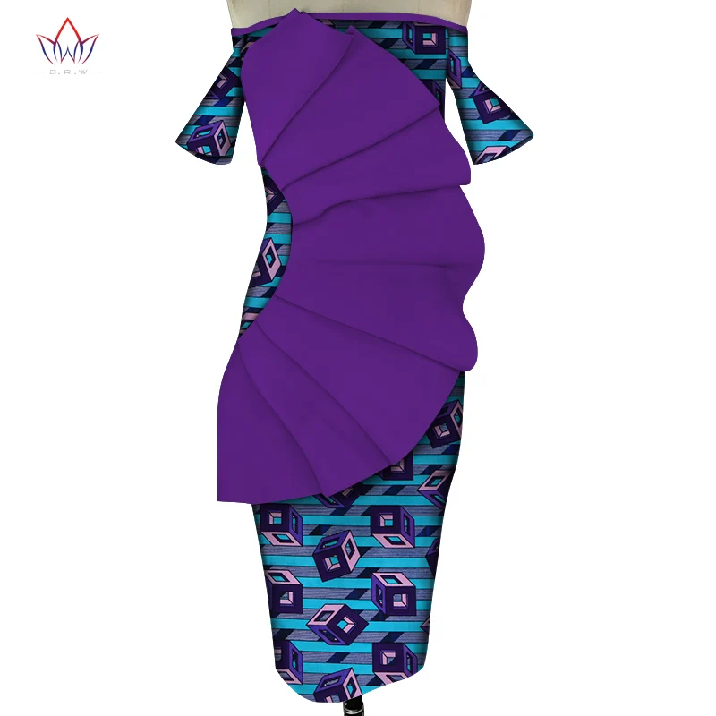 Африканские платья для женщин, одежда, принт, драпированные платья, Принт Vestidos Bazin Riche Africn Ankara, вечерние короткие платья WY5476