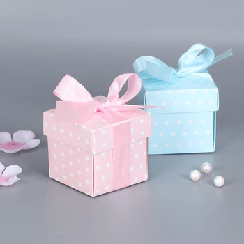 

10pcs Candy Box With Ribbon Wedding Decoration Christmas Party Accessories Packaging Gift Boxes Favor Box Pearlescent paper box