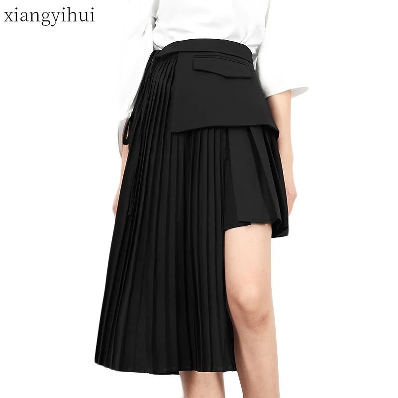

Three Way to Wear Runway Skirt Female Women Black Asymmetric Skirt Fashion Autumn and Winter Blazer Skirts Pleated Tulle