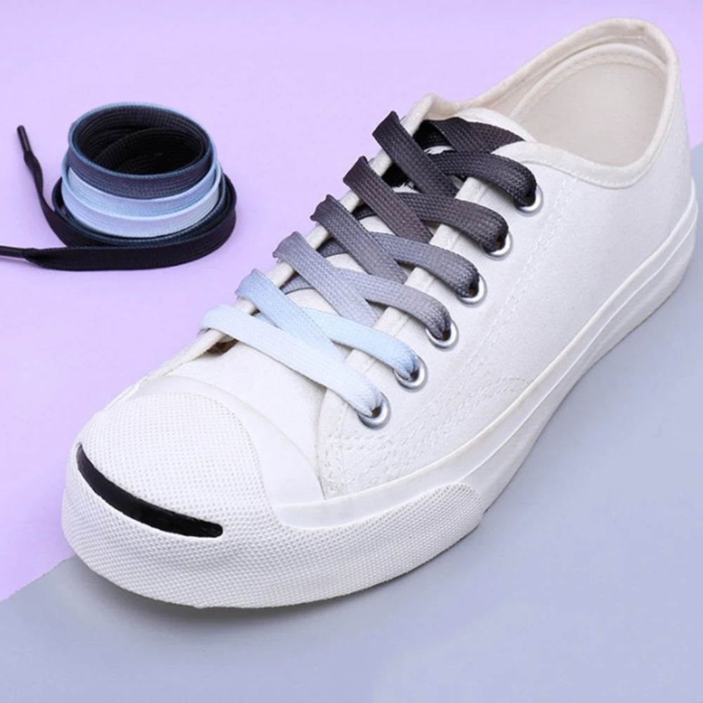 1 пара радужных цветов, плоские парусиновые спортивные шнурки, спортивные кроссовки, шнурки для обуви для женщин и мужчин, градиентные оригинальные шнурки - Цвет: grey