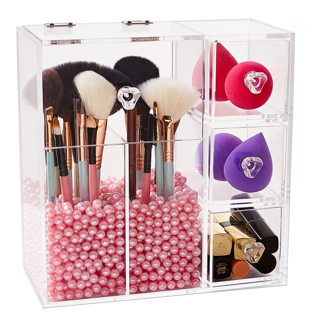 新クリアアクリル化粧ブラシホルダー化粧品収納ボックスメイクアップツールと引き出し防塵蓋 Makeup Organizer Acrylic Makeup Organizerorganizer Makeup Aliexpress