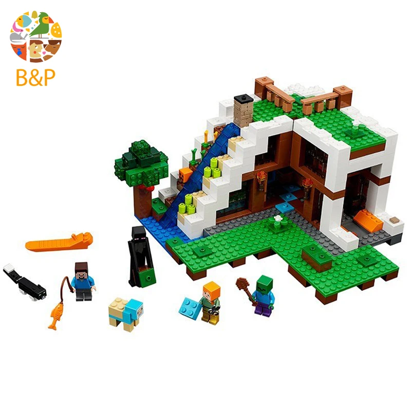 

21134 747pcs My worlds Series The Waterfall House Model Brick Set Toys For Children 10624 Building Block Gift