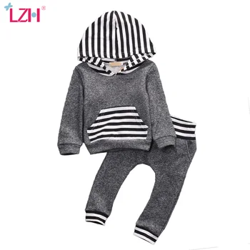 

LZH Newborn Clothes Autumn Winter Baby Long Sleeve Striped Hooded Pants Suit For Baby Boys Clothes Outfits Sets Infant Clothing