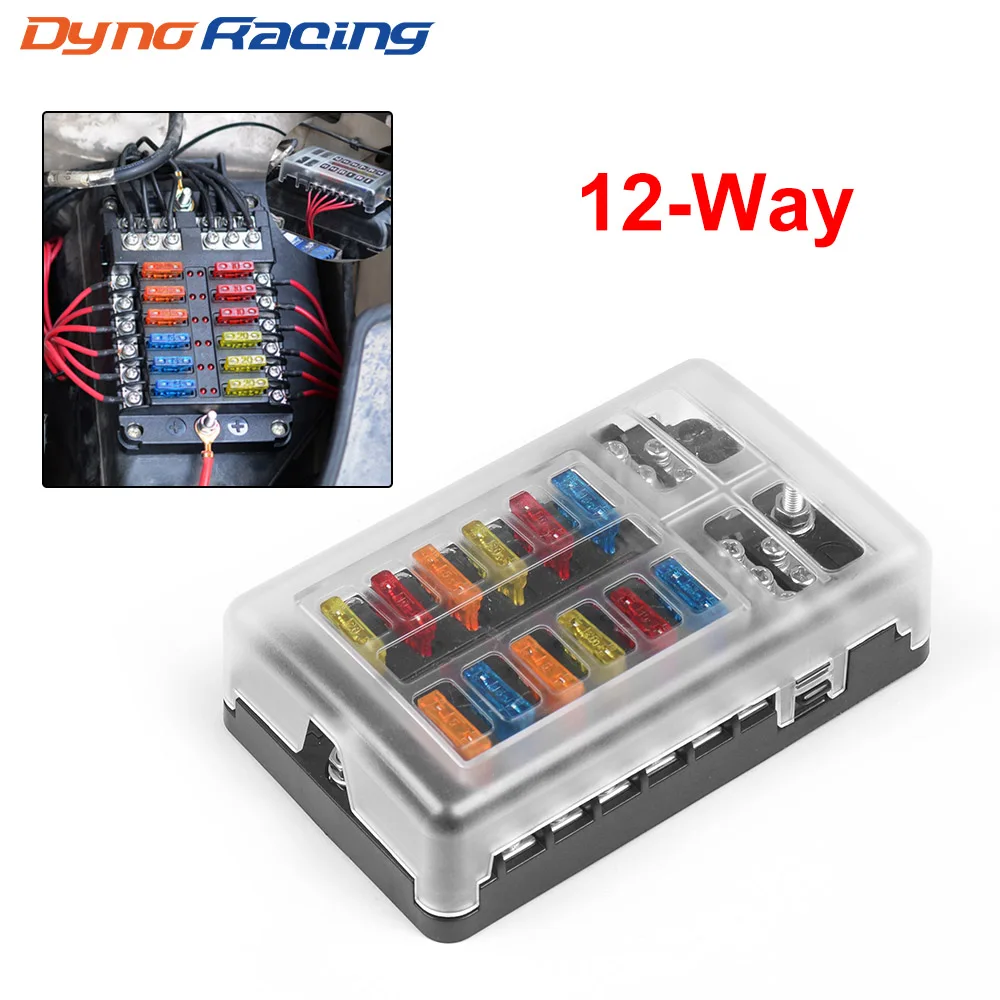 6-Way or 12-Way Car Boat Blade Fuse Box Block Holder LED Indicator 12V 32V Auto Marine Waterproof Power Distribution Panel Board fuse box holder fuse holder fuse box marine fuse block power distribution block