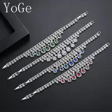 YoGe statement Wedding&Party Jewelry,Unique AAA CZ Big Stone Tassels Bracelet,ladybird,BD133