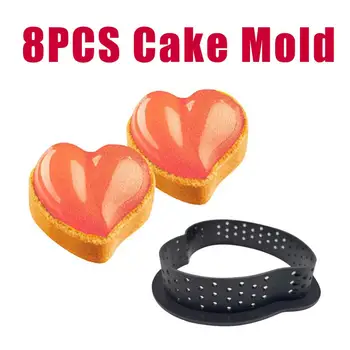 

8PCS DIY Cake Mold Perforated Cutter Love-Shape Mousse Circle Ring Tart Decorating Kitchen tool Bakery Baking Tool Kitchen Gadge