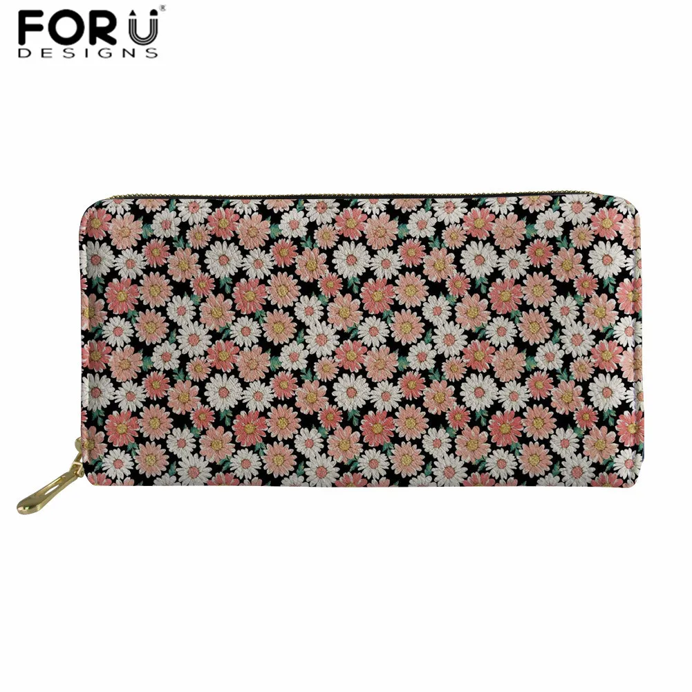 FORUDESIGNS/кошелек с ромашками, Женский кошелек из искусственной кожи, Роскошные Дизайнерские Длинные кошельки и кошельки, Женский кошелек с держателем для карт
