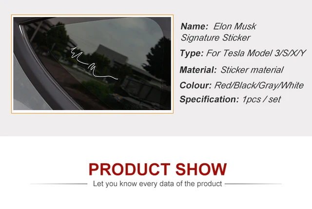 Heenvn 2023 Elon Musk Signature Car Sticker For Tesla Model S 3