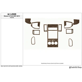 

Interior lining for Nissan X-Trail 2007-2013. Set L2335.