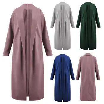 

Fashionable Women Ladies Autumn Solid Color Long Sleeve Woolen Cardigan Warm Thick Mini Coat
