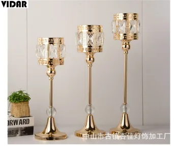 

VIDAR European-style Wedding Electroplating Golden Candlestick Wrought Iron Romantic Candlelight Dinner Candlestick Decoration