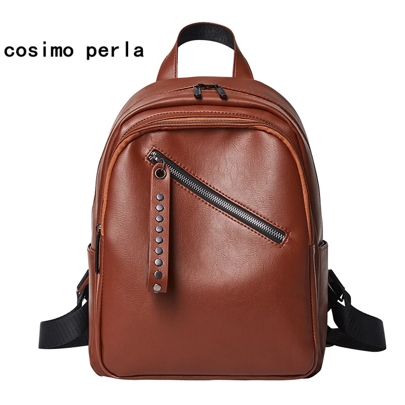 

Vintage Fashion Leather Backpacks for Teenage Girl Multifuction Sac a dos Brown Women Casual Bagpack Top Quality College Bookbag