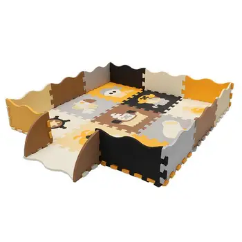 

Baby Cartoon Foam Play Puzzle Mat With Fence Interlocking Crawling Mat With 23 Foam Floor Tiles