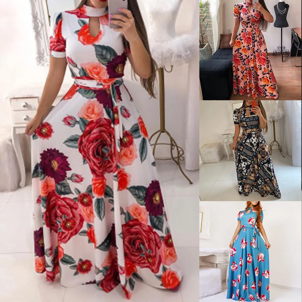 LASPERAL/повседневное женское летнее платье с принтом, халат Femme Vestido, Женский пуловер, большие размеры, уличная одежда, длинное Бандажное Платье Макси