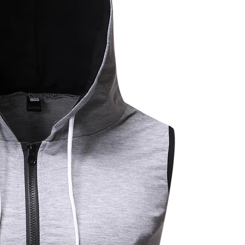 В стиле «хип-хоп» Для мужчин s жилеты без рукавов Slim Fit эластичный жилет с капюшоном Для мужчин Повседневное Homme карман на молнии куртки-кардиганы жилет XXL