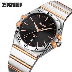 Reloj de cuarzo con correa de acero inoxidable para hombre, cronógrafo de lujo, elegante, a la moda, con esfera de diseño Simple y calendario