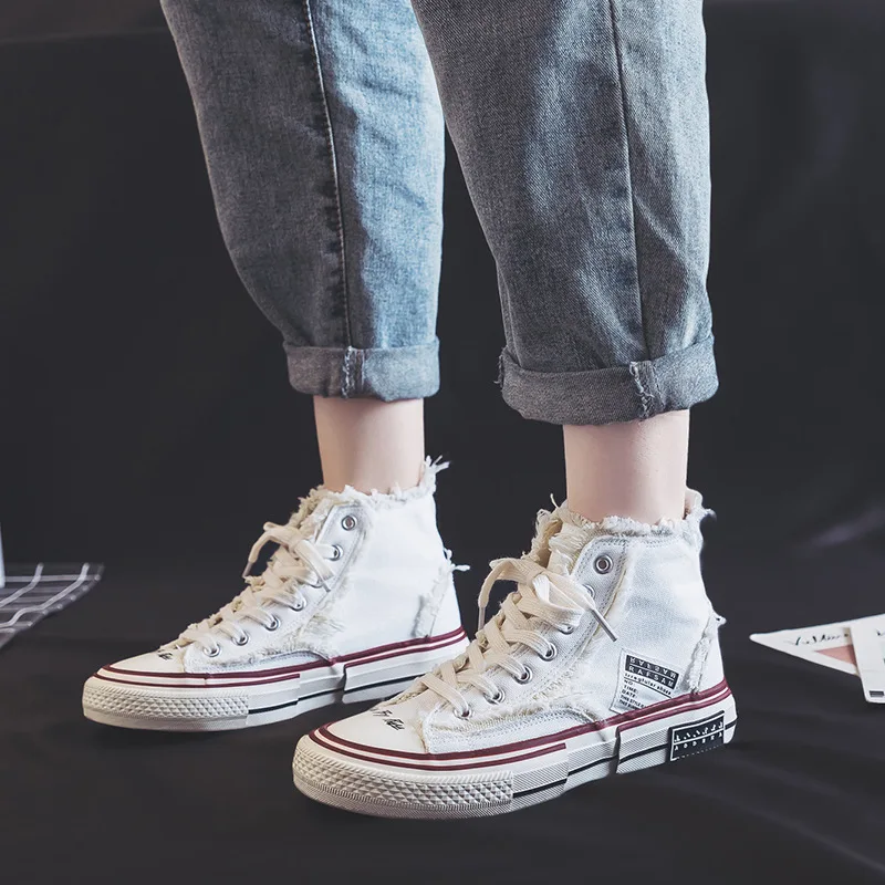 

Hight-top Canvas Shoes Women's 2019 New Style Autumn New Style Casual Shoes Street Snap Hong Kong Style qi gai xie Online Celebr