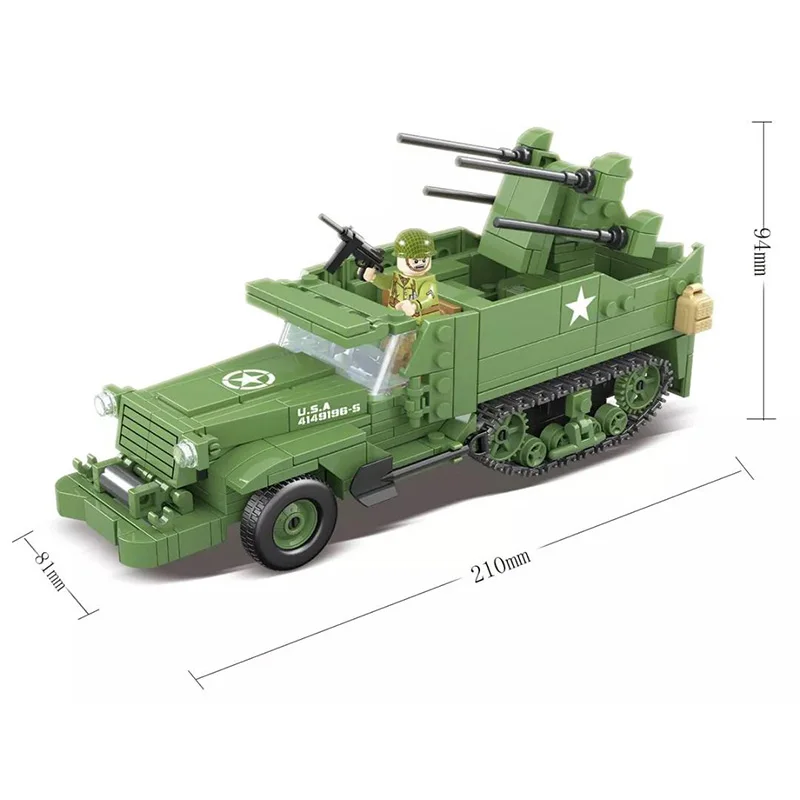 WW2 мировая война Военная серия США M16 MGMC полудорожка зенитный солдат фигурки строительные блоки игрушки для детей Подарки