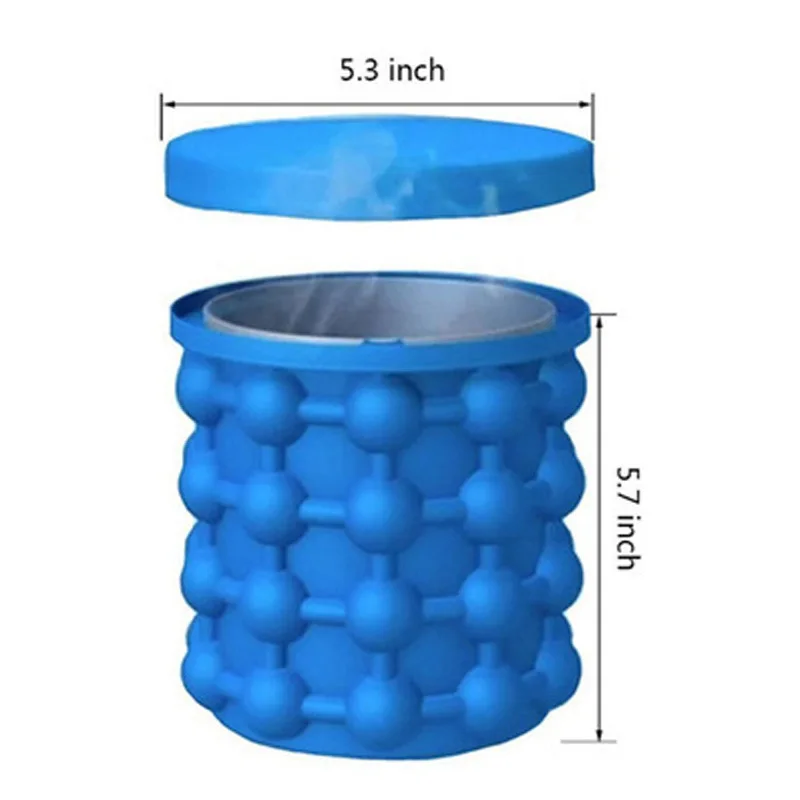 Dropshipping Portable 2 in 1 Large Silicone Ice Bucket Mold with Lid Space Saving Cube Maker Tools for Kitchen Party Barware