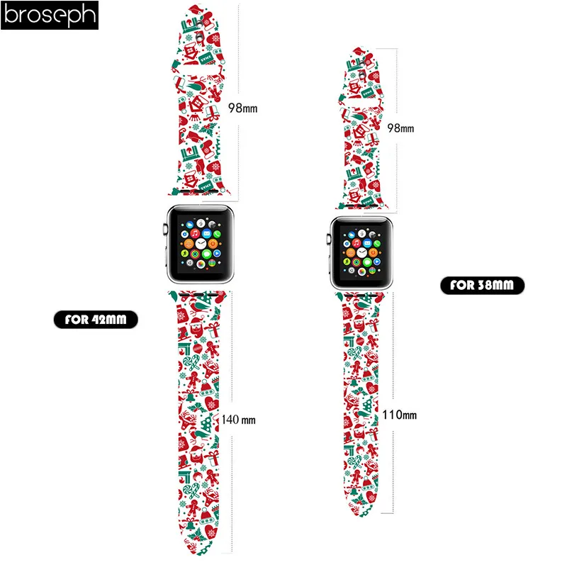 Рождественский ремешок для Apple Watch 5 ремешок 40 мм 44 мм 38 мм 42 мм браслет Мягкие силиконовые спортивные ремни для iwatch Ремешок Браслет