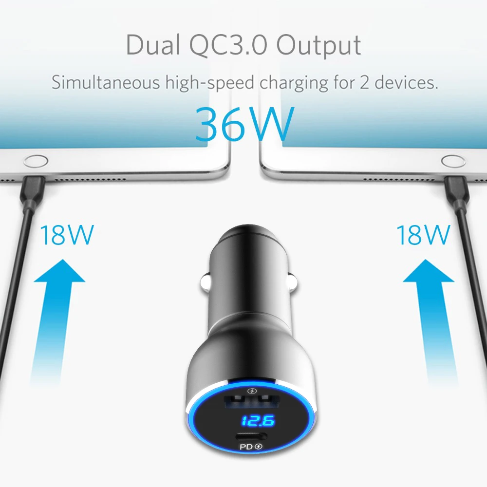 Автомобильное зарядное устройство с светодиодный USB портами и светодиодным