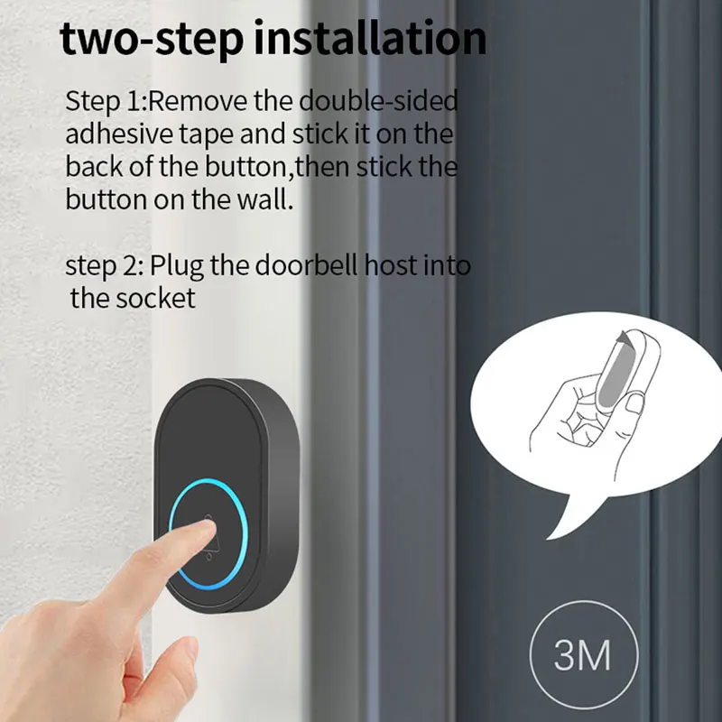 433mhz bezdrátový doorbell knoflík SOS elektřina panika knoflík one-key alarm černá barva oboustranný páska instalace