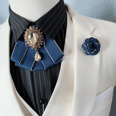 Free Shipping New male fashion Men's Wedding Groom Party Hosts Flower Collar flower Bow Tie pocket towel set 2 PCS SET - Цвет: set 23