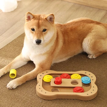 

Wooden Dog Toy Puzzle Interactive Toy for Dogs Cats Smart Accessories Food Treated Dish for Small Large Dogs Pet Bone Paw Shape