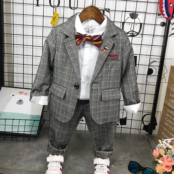 

2019 New Autumn Fashion Boys Suits Children Garment Suit Baby Clothes Kids Long Sleeve Coat+Bow Shirt+Pants 3pcs Clothes Set