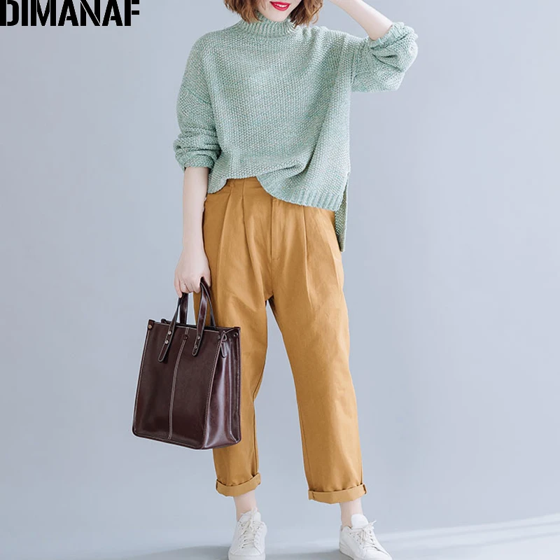 DIMANAF Plus Size Women Sweater Autumn Winter Warm Knitting Thick Turtleneck Female Lady Basic Pullovers Fashion Clothing 2019